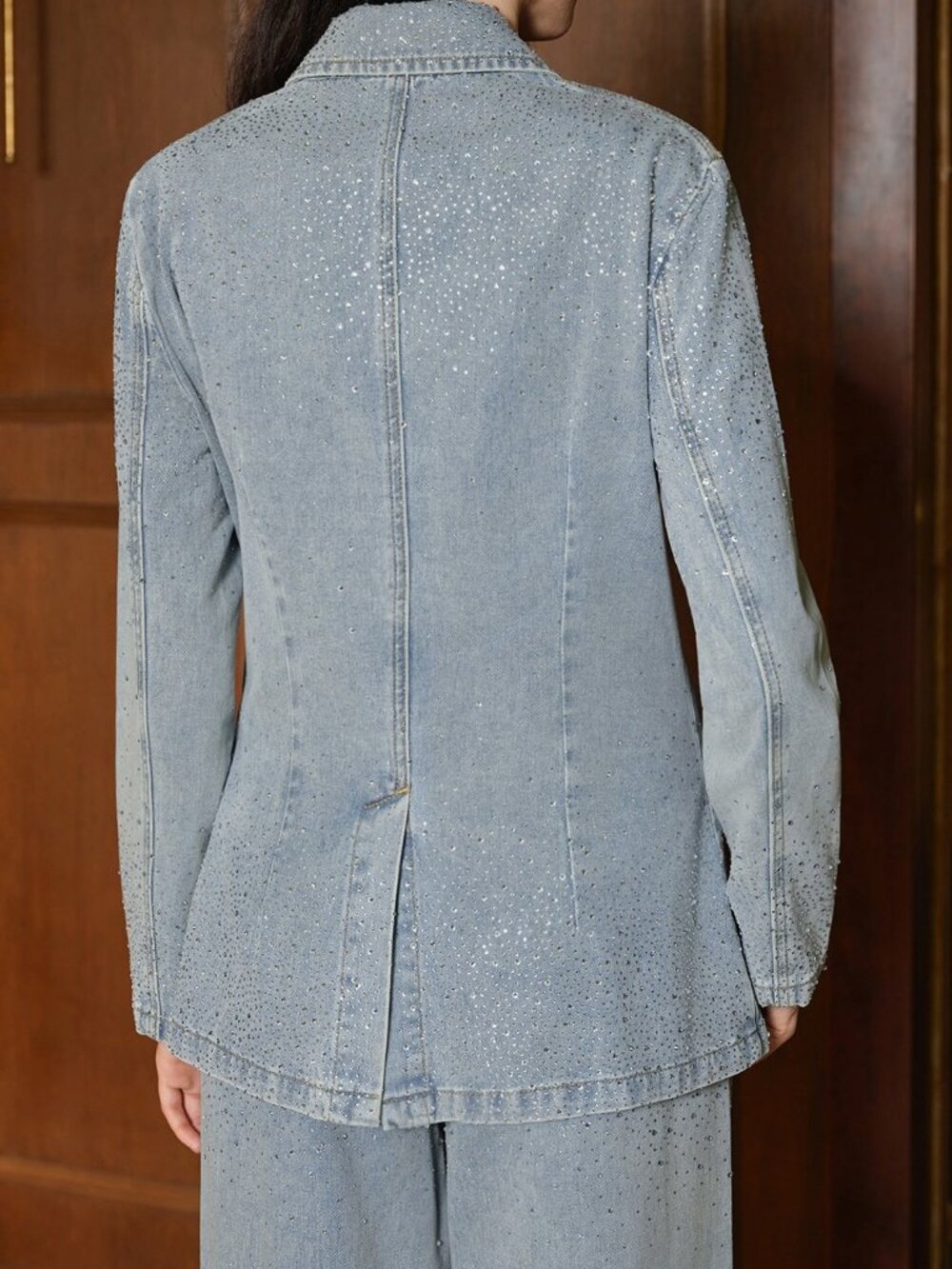 Blue Cozy Women's Shiny Rhinestone Button Front Jacket - Picture 2 of 7